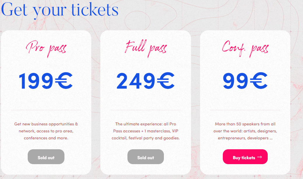 La page 'Ticket' du KIKK n'aide pas beaucoup à la sélection.